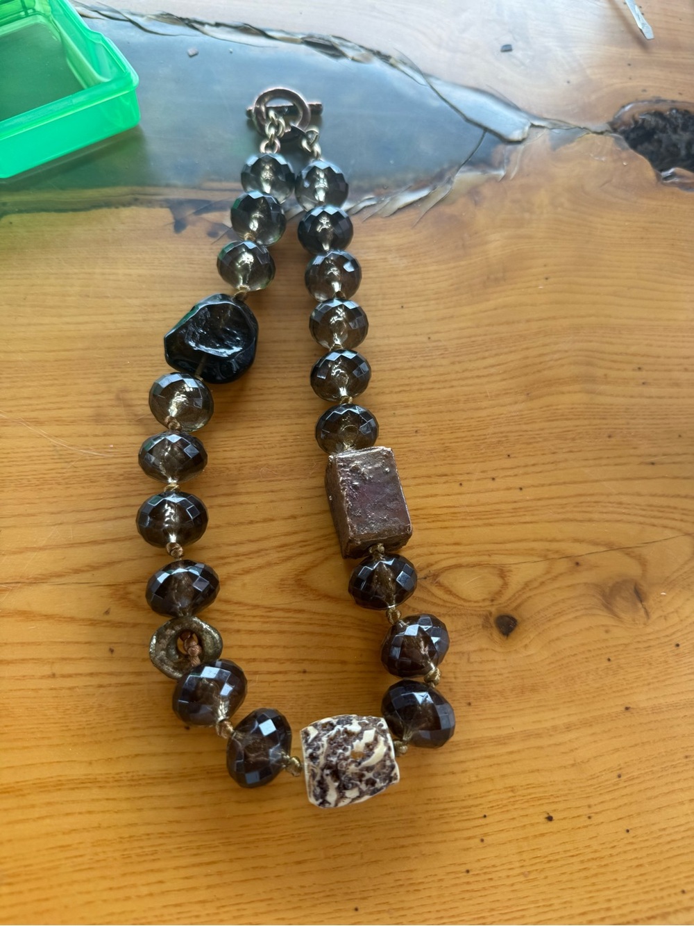 Smoky Brown Faceted Bead Necklace - Unbranded
